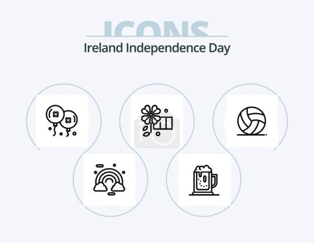 Téléchargez les illustrations : Irlande Independence Day Line Icon Pack 5 Icon Design. cathédrale. Irlande. la fortune. coloré. célébrer - en licence libre de droit