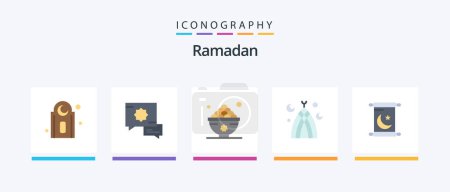 Téléchargez les illustrations : Ramadan Flat 5 Icon Pack Including holy. ramadan. iftar. muslim. month. Creative Icons Design - en licence libre de droit