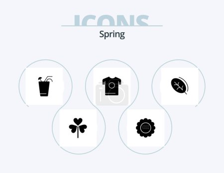 Téléchargez les illustrations : Spring Glyph Icon Pack 5 Icon Design. spring. shirt. nature. t shirt. food - en licence libre de droit