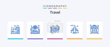 Illustration for Travel Blue 5 Icon Pack Including subway. metro. eat. plane. airplane. Creative Icons Design - Royalty Free Image