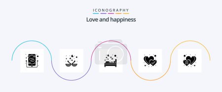 Illustration for Love Glyph 5 Icon Pack Including dislike. heart. kissing. favorite. love - Royalty Free Image