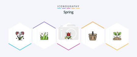 Illustration for Spring 25 FilledLine icon pack including plant. gardening. flower. spring. cart - Royalty Free Image