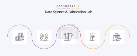 Illustration for Data Science And Fabrication Lab Line 5 Icon Pack Including research. information. pie chart. data. tools - Royalty Free Image