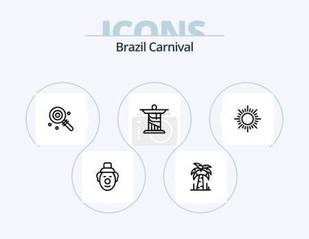 Ilustración de Brasil Carnival Line Icon Pack 5 Icon Design. Brasil. Ciclo. Deportes. Rueda. carnaval - Imagen libre de derechos