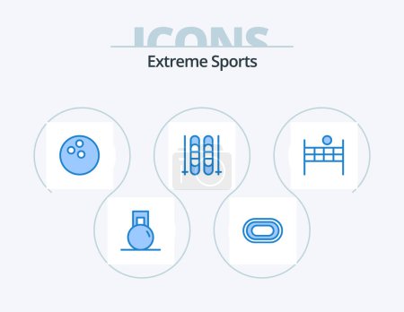 Illustration for Sport Blue Icon Pack 5 Icon Design. . sport. ball. ball. sky - Royalty Free Image