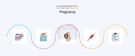 Ilustración de Pregnancy Line Filled Flat 5 Icon Pack Including injection. mother. new born. obstetrics. pregnant - Imagen libre de derechos