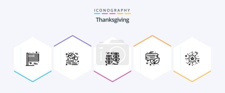 Illustration for Thanksgiving 25 Line icon pack including celebrate. promotion. grain. newsletter. email - Royalty Free Image