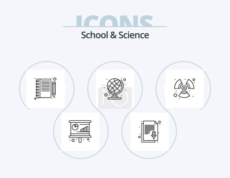 Téléchargez les illustrations : School And Science Line Icon Pack 5 Icon Design. turbine. badge. books. reward. award - en licence libre de droit