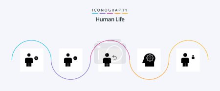Téléchargez les illustrations : Pack d'icônes Glyphe humain 5 Y compris cadenas. humain. humain. corps. esprit - en licence libre de droit