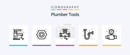 Téléchargez les illustrations : Plumber Line 5 Icon Pack Including plumber. mechanical. plumbing. plumbing. nut. Creative Icons Design - en licence libre de droit