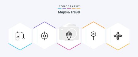 Illustration for Maps and Travel 25 Line icon pack including . location. - Royalty Free Image