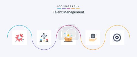 Téléchargez les illustrations : Talent Management Flat 5 Icon Pack Including cog. setting. man. delivery. star - en licence libre de droit