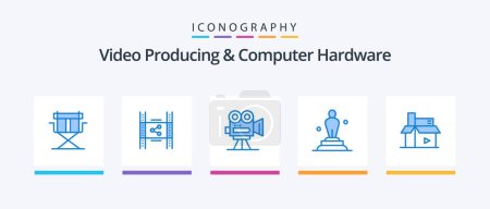 Illustration for Video Producing And Computer Hardware Blue 5 Icon Pack Including statue. award. share. academy. movie. Creative Icons Design - Royalty Free Image