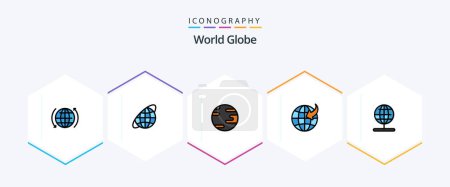 Illustration for Globe 25 FilledLine icon pack including world. navigation. earth. globe. globe - Royalty Free Image