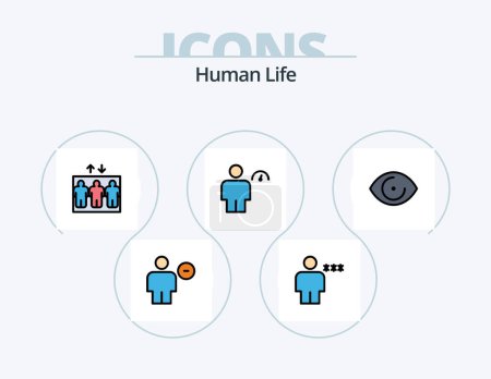 Téléchargez les illustrations : Human Line Filled Icon Pack 5 Icon Design. locked. body. human. block. speech - en licence libre de droit