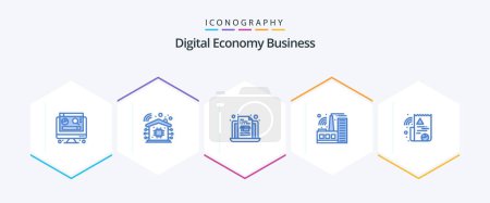 Photo for Digital Economy Business 25 Blue icon pack including . . economy. file. digital - Royalty Free Image