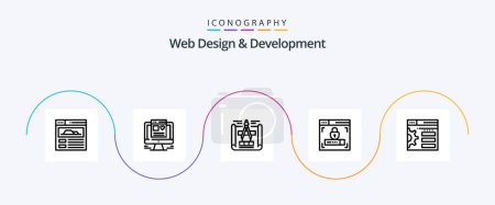 Illustration for Web Design And Development Line 5 Icon Pack Including setting . blueprint . lock. web design - Royalty Free Image