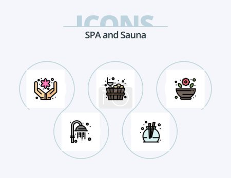 Ilustración de Sauna Line Filled Icon Pack 5 Icon Design. . tag. spa. sign. fitness - Imagen libre de derechos