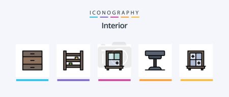 Illustration for Interior Line Filled 5 Icon Pack Including . bed. furniture. interior. decorations. Creative Icons Design - Royalty Free Image