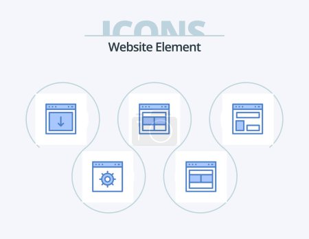 Ilustración de Sitio web Element Blue Icon Pack 5 Icon Design. texto. interfaz. sitio web. Dividir. elemento - Imagen libre de derechos