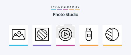 Illustration for Photo Studio Line 5 Icon Pack Including . photo. sd. editing. photo. Creative Icons Design - Royalty Free Image