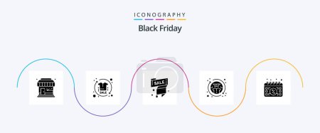 Illustration for Black Friday Glyph 5 Icon Pack Including fashion. clothes. process. casual. sale tag - Royalty Free Image