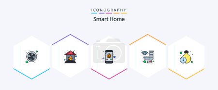 Illustration for Smart Home 25 FilledLine icon pack including lighting. smart. emergency. robot. house - Royalty Free Image