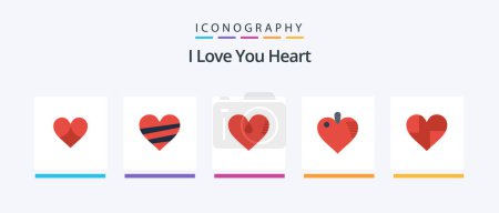 Illustration for Heart Flat 5 Icon Pack Including chocolate. like. favorite. love. love. Creative Icons Design - Royalty Free Image