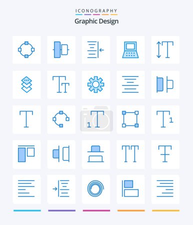 Ilustración de Diseño creativo 25 Azul icono paquete Tal como cuadrado. diseño. texto. vertical. fuente - Imagen libre de derechos