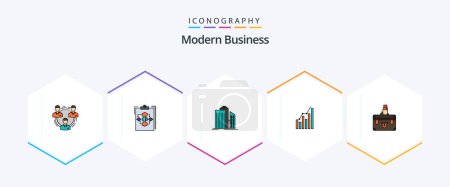 Illustration for Modern Business 25 FilledLine icon pack including business. architecture. business. skyscraper. work - Royalty Free Image