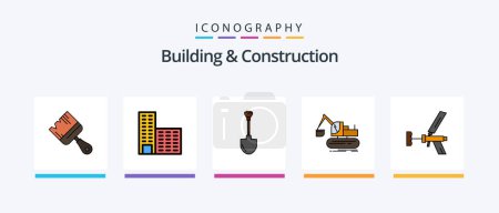 Illustration for Building And Construction Line Filled 5 Icon Pack Including tool. screw. cutter. clip. repair. Creative Icons Design - Royalty Free Image