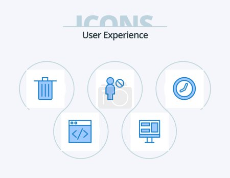 Illustration for User Experience Blue Icon Pack 5 Icon Design. watch. clock. delete. block - Royalty Free Image