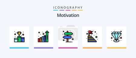 Ilustración de Motivation Line Filled 5 Icon Pack Including affection. plant. clipboard. growth. task. Creative Icons Design - Imagen libre de derechos