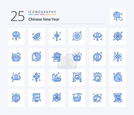 Illustration for Chinese New Year 25 Blue Color icon pack including flower. china. lamp. year. chinese - Royalty Free Image