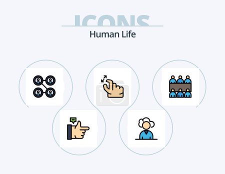 Téléchargez les illustrations : Conception d'icône remplie de ligne humaine Pack 5. . table. social. réunion. toucher - en licence libre de droit