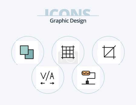 Ilustración de Diseño de la línea de llenado Icon Pack 5 Icon Design. .. rectángulo. .. fuente - Imagen libre de derechos