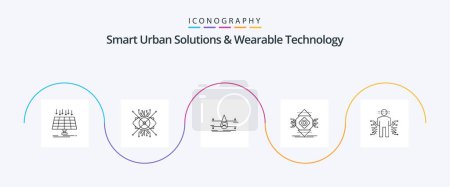 Illustration for Smart Urban Solutions And Wearable Technology Line 5 Icon Pack Including ubiquitous. ubicomp. eye. smart city. clean - Royalty Free Image