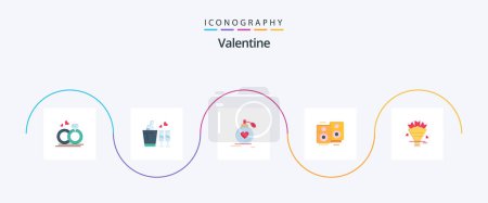 Téléchargez les illustrations : Valentine Flat 5 Icon Pack Including marriage. love. bottle. day. valentine - en licence libre de droit