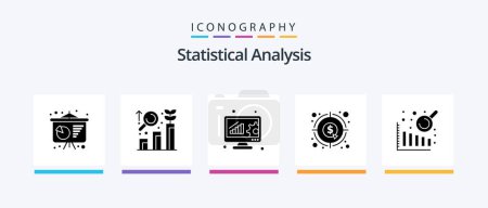 Illustration for Statistical Analysis Glyph 5 Icon Pack Including data analysis. money. data analytics. graph. currency. Creative Icons Design - Royalty Free Image