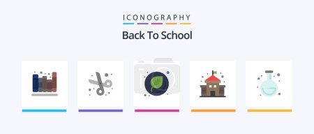 Ilustración de Back To School Flat 5 Icon Pack Including . lab. education. school. education. Creative Icons Design - Imagen libre de derechos