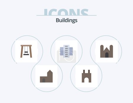 Ilustración de Edificios Flat Icon Pack 5 Icon Design. .. Castillo. medieval - Imagen libre de derechos