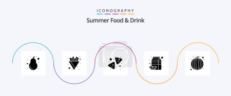 Illustration for Summer Food and Drink Glyph 5 Icon Pack Including healthy. pack. food. orange. fruit - Royalty Free Image