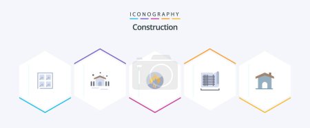 Illustration for Construction 25 Flat icon pack including home. building. no. map. drafting - Royalty Free Image