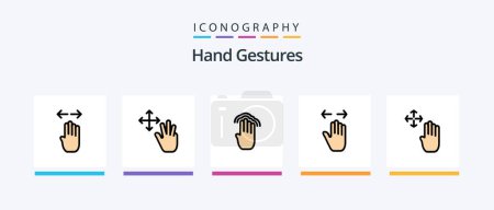Téléchargez les illustrations : Hand Gestures Line Filled 5 Icon Pack Including down. right. left. gestures. hand. Creative Icons Design - en licence libre de droit