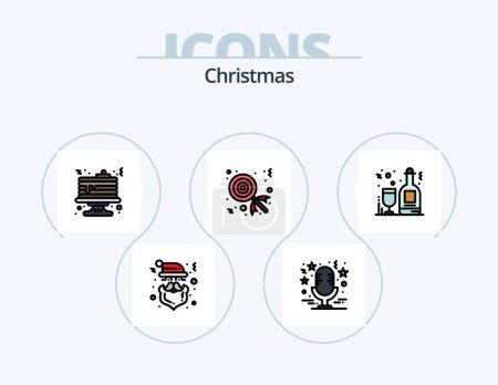 Illustration for Christmas Line Filled Icon Pack 5 Icon Design. . house. holidays. christmas. wreath - Royalty Free Image
