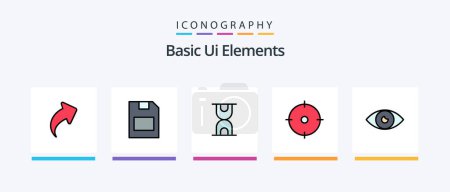 Ilustración de Basic Ui Elements Line Filled 5 Icon Pack Including sun. brightness. power. data. memory card. Creative Icons Design - Imagen libre de derechos