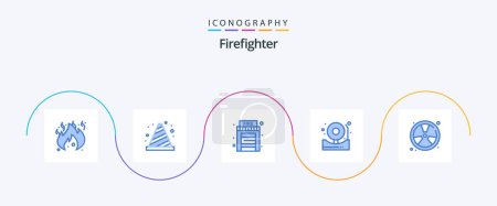 Illustration for Firefighter Blue 5 Icon Pack Including fire. burn. fire. fire. alert - Royalty Free Image