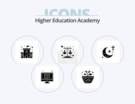 Téléchargez les illustrations : Academy Glyph Icon Pack 5 Icon Design. religious. scales. study. justice. school - en licence libre de droit