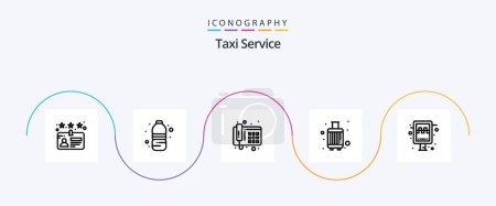 Téléchargez les illustrations : Taxi Service Line 5 Icon Pack Including station. board. phone. travel. luggage - en licence libre de droit
