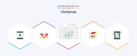 Illustration for Christmas 25 Flat icon pack including winter. snow. flake. christmas. claus - Royalty Free Image